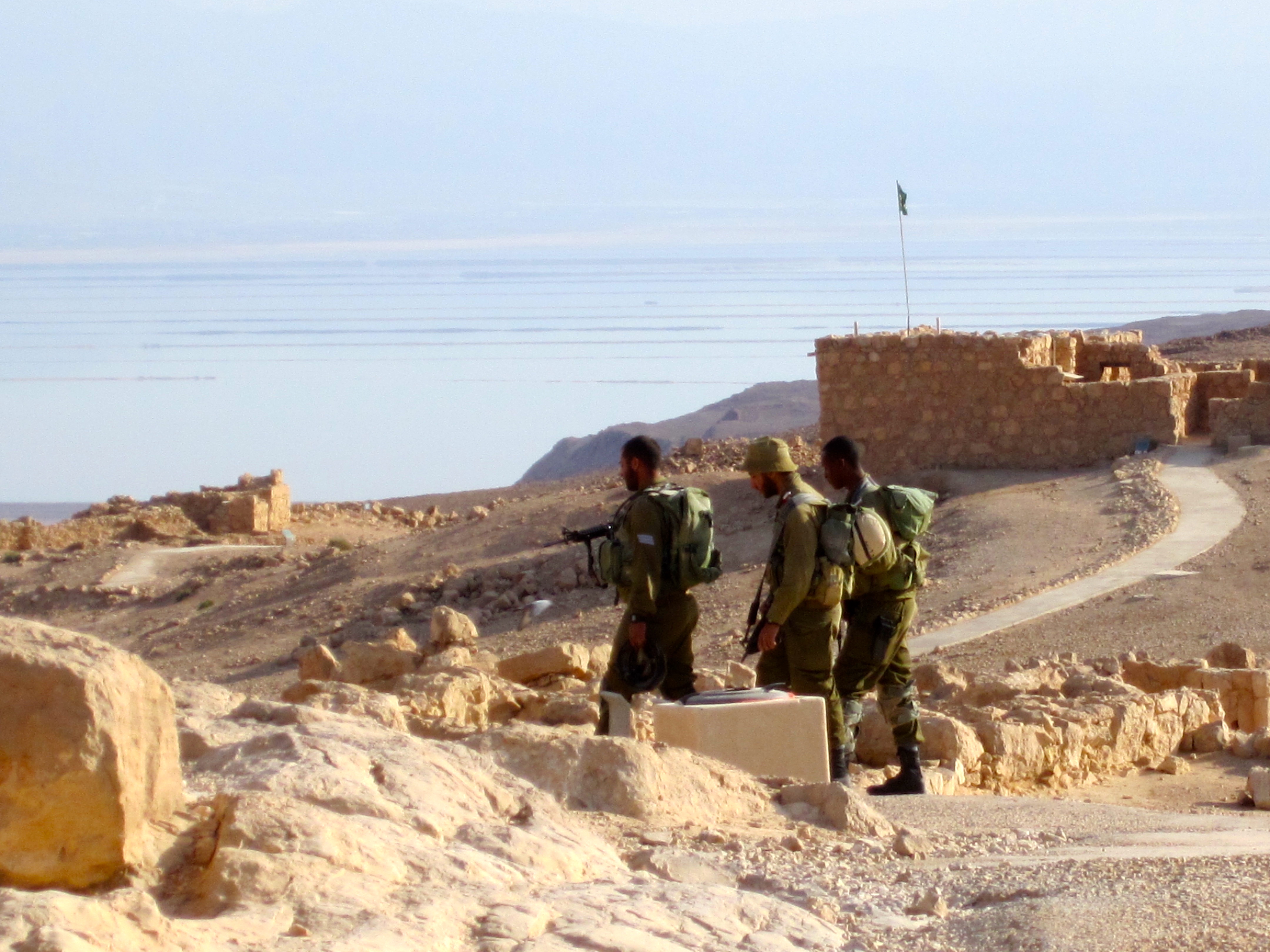 Soldiers patrol the area of Masada 